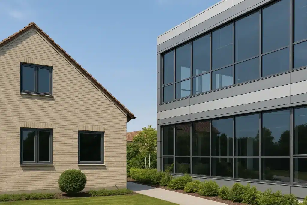 Solfilm i Ballerup – vinduer i både privat bolig og moderne erhvervsbygning med diskret 3M solfilm, der reducerer varme, blænding og UV-stråler.